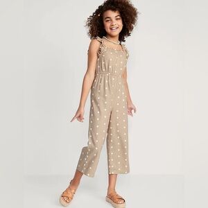 Old Navy Tan and White One Piece with Cropped Legs